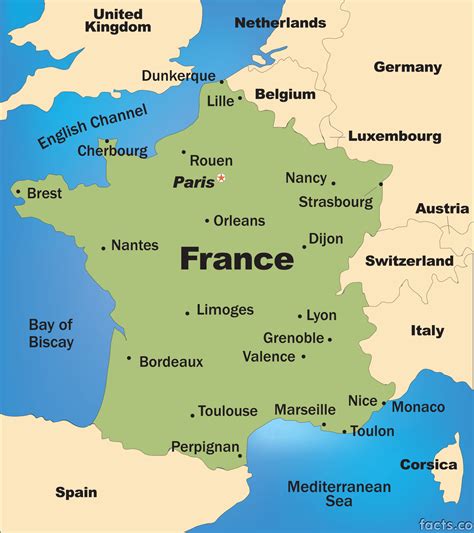 Map of France with cities